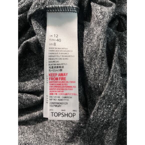NWT Topshop Knot Front Mini Dress Gray L/S Size 8 - Picture 9 of 11